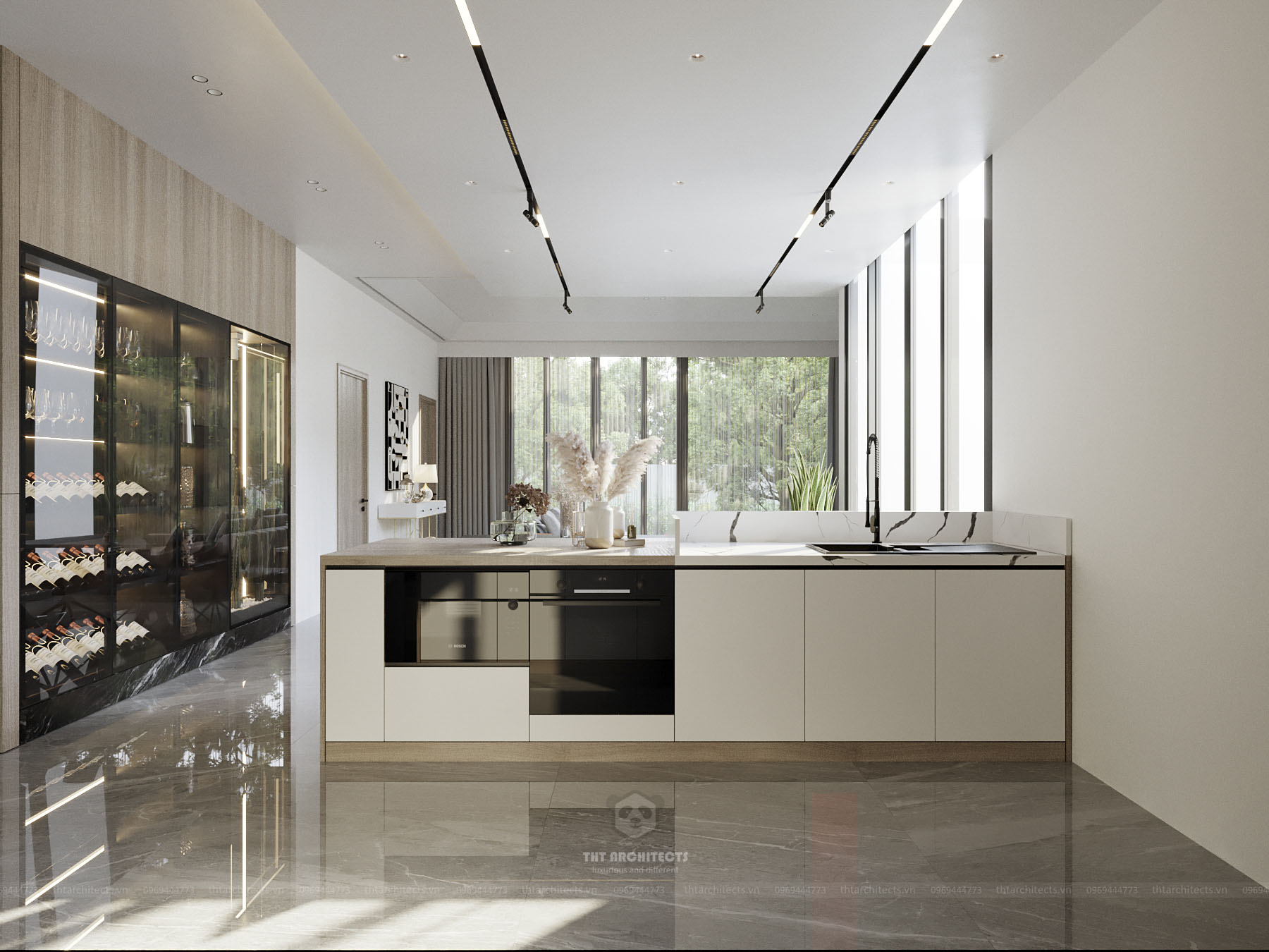 tht architects - Trường villa Bình Thuận - phòng khách bếp 09